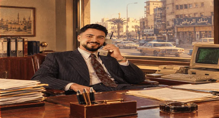 1980s Middle Eastern Executive in a Vintage Office